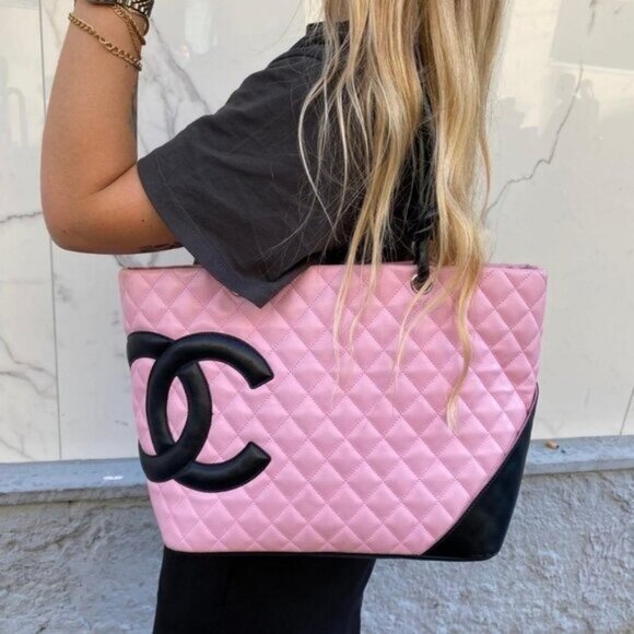 CHANEL Handbags - Authentic CHANEL Cambon Ligne Tote Large Pink Quilted Calfskin Leather Purse Bag